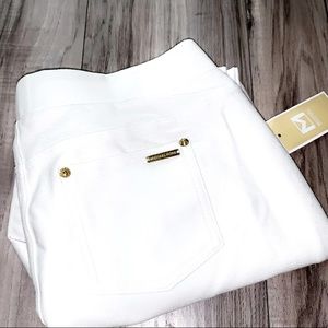 🆕MK White Pull-On Pants with Gold Accents